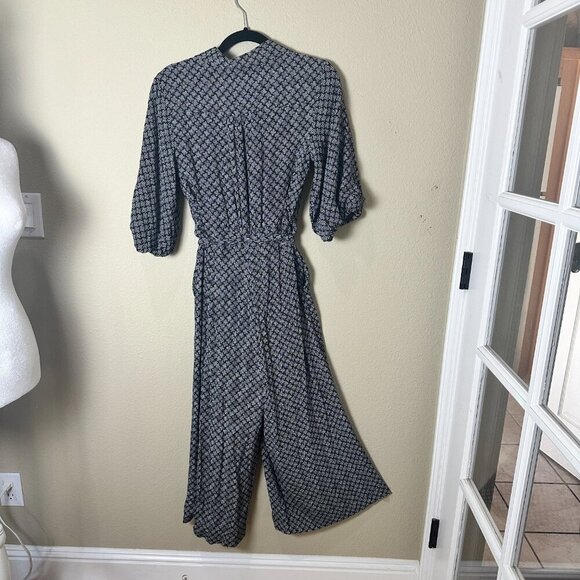 MAEVE for Anthropologie Myka Black Print Wide Leg Jumpsuit with Tie Size 8 - Picture 8 of 12